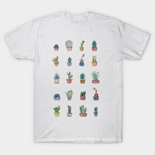 Multi succulent hand drawing T-Shirt